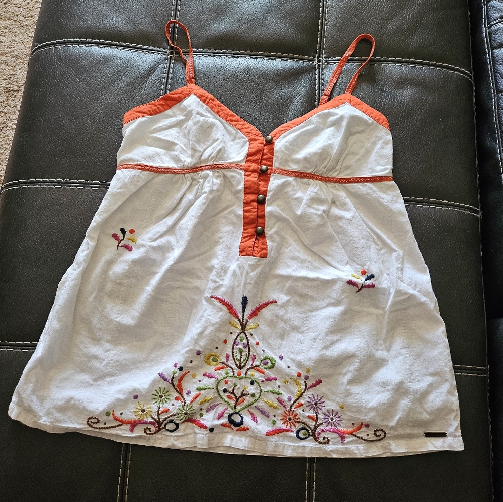 Roxy Smock Tank Wite and Orange Size Large - Picture 1 of 5